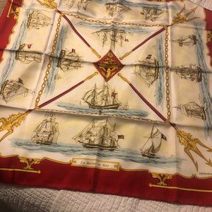 HERMES Le Marine en Bois (Ships) 100% Silk Scarf